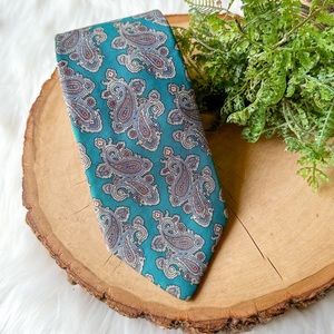 Vintage Christian Dior Men’s Teal Paisley All Silk Tie
